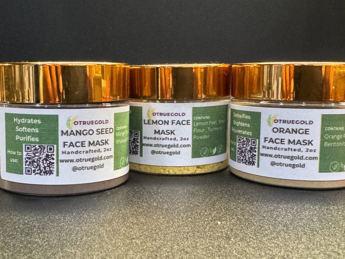 Facial Masks variety kit- Mango Lemon Orange Face Mask