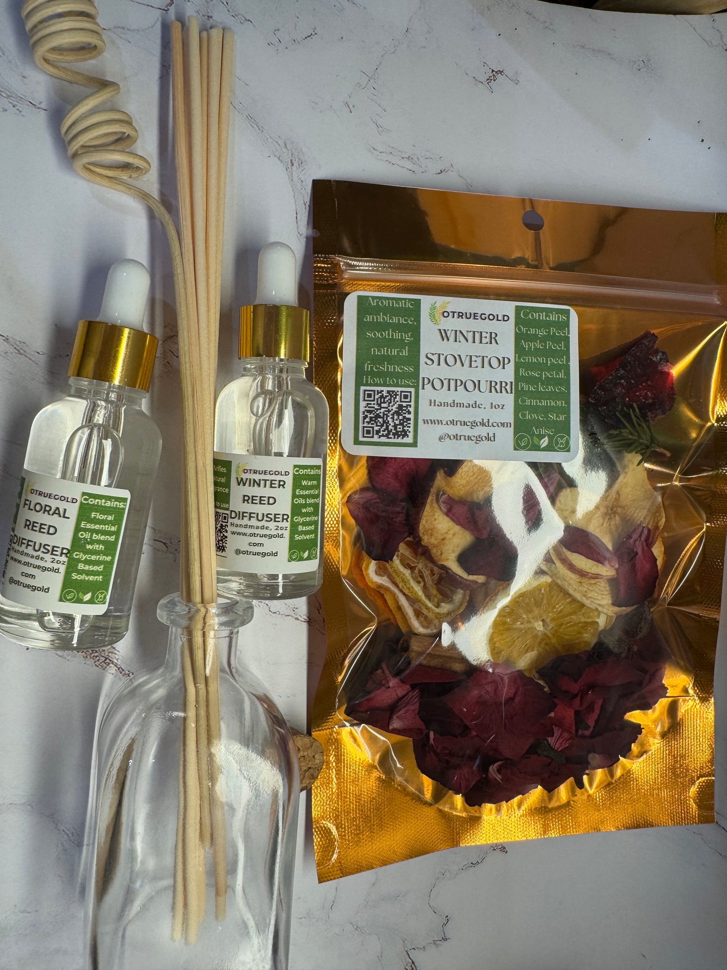 Housewarming Gift- Stove top potpourri, Natural Reed Oil Diffuser + Reed Sticks